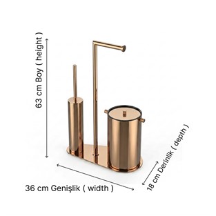 Kobos Nova Çöp Kovalı Yuvarlak Hareketli WC Set Parlak Bakır KBW-907RS