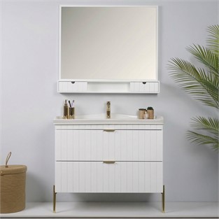 Kobos Noble 100 cm Banyo Dolabı Seti Bianco