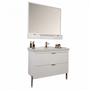 Kobos Noble 100 cm Banyo Dolabı Seti Bianco