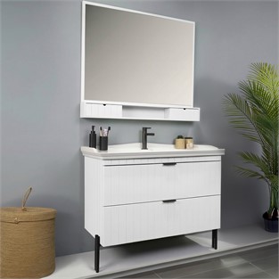 Kobos Noble 100 cm Banyo Dolabı Seti Bianco