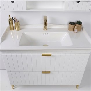Kobos Noble 100 cm Banyo Dolabı Seti Bianco