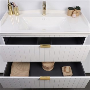 Kobos Noble 100 cm Banyo Dolabı Seti Bianco