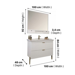 Kobos Noble 100 cm Banyo Dolabı Seti Bianco