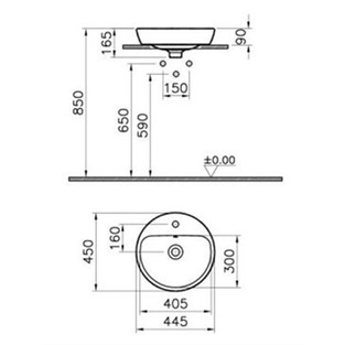 VitrA Metropole Tezgahüstü Lavabo 45 cm 5941B003-0001