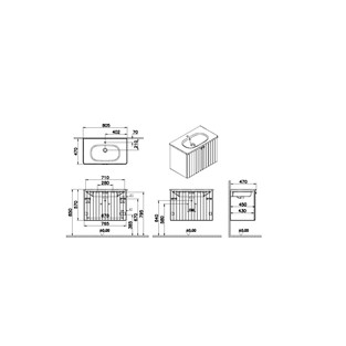 VitrA Root Groove Kapaklı Lavabo Dolabı 80 cm Mat Grafit 69293
