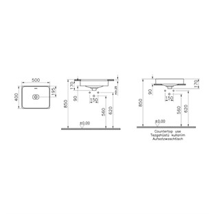 VitrA Metropole Çanak Lavabo Beyaz 50 cm 7534B003-0673