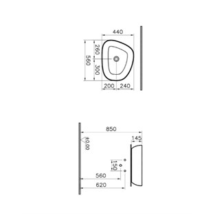 VitrA Outline Asimetrik Lavabo Mat Siyah 5991B483-0016