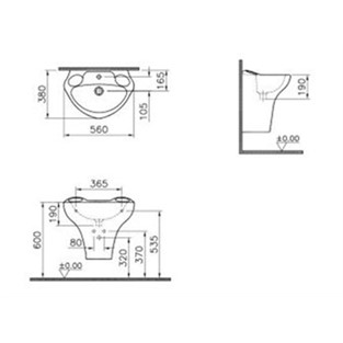 VitrA Arkitekt Kurbağa Lavabo Beyaz 56 cm 6037B003-0001