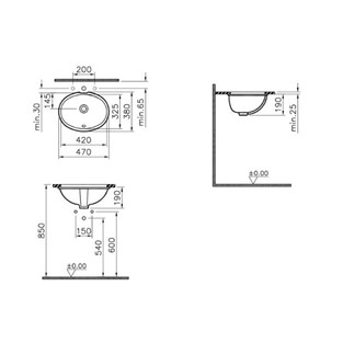 VitrA S20 Tezgahaltı Lavabo 42 cm Beyaz 6039B003-0012