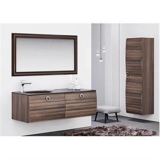 ORKA Anzer Banyo Dolabı Takımı Doğal Ceviz 120 cm ORKA5000026