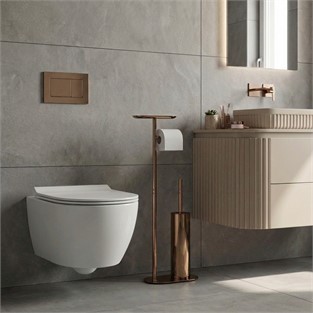 Kobos Nova Hareketli WC Set Yuvarlak Parlak Bakır KBW-836-1RS