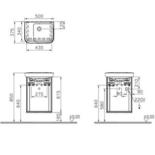 VitrA Sento Lavabo Dolabı 50 cm  Kapaklı  Mat Beyaz Sağ 60777