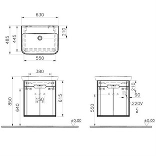 VitrA Sento Lavabo Dolabı 65 cm Kapaklı Mat Beyaz 60781