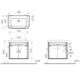 VitrA Sento Lavabo Dolabı 80 cm Kapaklı Mat Beyaz 60785