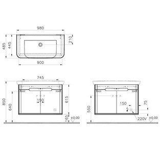 VitrA Sento Lavabo Dolabı 100 cm Kapaklı Mat Beyaz 60787