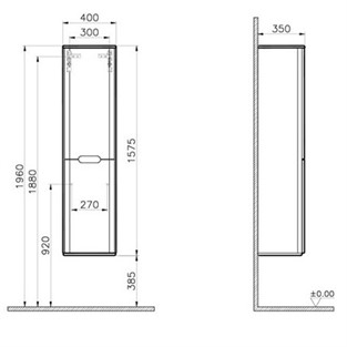 VitrA Sento Boy Dolabı 40 cm Mat Beyaz Sol 60860