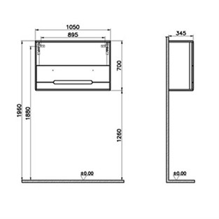 Vitra Sento Üst Dolap 105 cm Mat Beyaz 60885