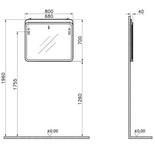 VitrA Sento Aydınlatmalı Ayna 80 cm Açık Meşe 60890