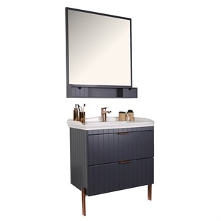 Kobos Noble 80 cm Banyo Dolabı Seti Argento