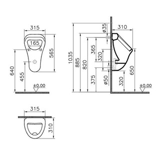 VitrA Arkitekt Pisuvar Arkadan Su Girişli Arkadan Çıkışlı 6201L003-0199