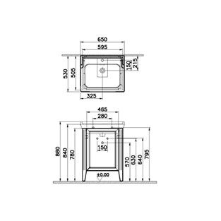VitrA Valarte Kapaklı Lavabo Dolabı 65 Cm  Mat Gri Sol 62151