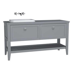 VitrA Valarte Lavabo Dolabı 150 cm Çift Çekmeceli Tezgahüstü Lavabolu Mat Gri Sol 62205