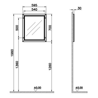 VitrA Valarte Aydınlatmalı Düz Ayna 65 cm Mat Gri 62214