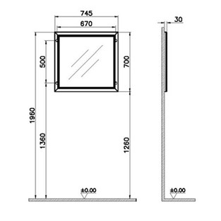 VitrA Valarte Düz Ayna 80 cm Mat Beyaz 62216