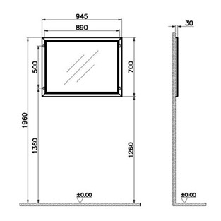 VitrA Valarte Düz Ayna 100 cm Mat Beyaz 62219