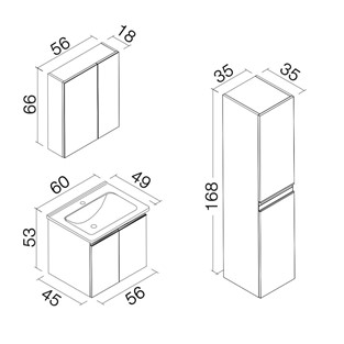 ORKA Terme Banyo Dolabı Takımı Parlak Gri 60 cm ORKA5003377