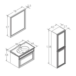 ORKA Design Banyo Dolabı Takımı Mat Cappucino 85 cm ORKA5000277