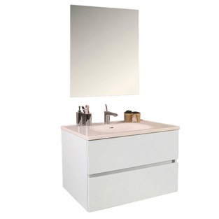 Kobos Simple 80 cm Çekmeceli Banyo Dolabı Seti Bianco