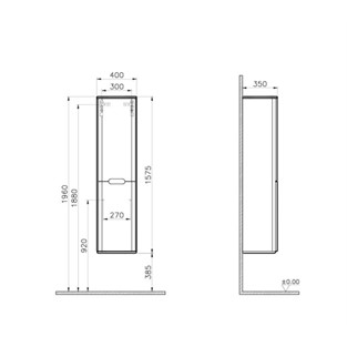 VitrA Sento Ayaksız Boy Dolabı 40 cm Sağ Mat Fiyord Yeşili 65895