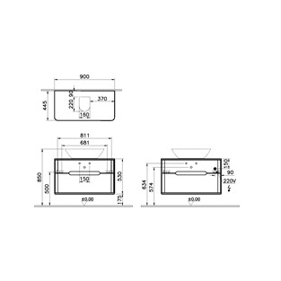 VitrA Sento Lavabo Dolabı 90cm Tek Çekmeceli Mat Açık Gri 66034