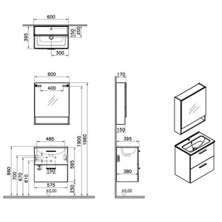 VitrA Mia Banyo Dolabı Seti Beyaz 60cm 66189