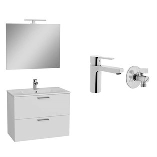 VitrA Mia Banyo Dolabı Seti 80 cm+Armatür+Ara Musluk 66190