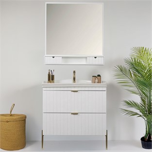 Kobos Noble 80 cm Banyo Dolabı Seti Bianco