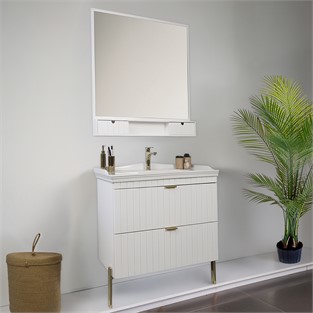 Kobos Noble 80 cm Banyo Dolabı Seti Bianco