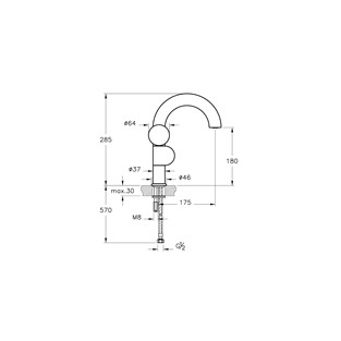 VitrA Liquid Lavabo Bataryası (Soldan Kullanım) Parlak Siyah A4275539