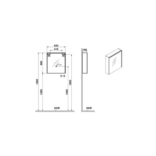 VitrA Core 60cm Aydınlatmalı Dolaplı Ayna 66910