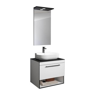 ORKA Knidos Banyo Dolabı Takımı Parlak Beyaz 70 cm ORKA5000341