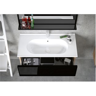 ORKA Lucca Banyo Dolabı Takımı Legnano Siyah Cam 80 cm ORKA5000364