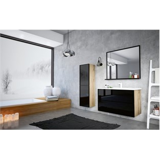 ORKA Lucca Banyo Dolabı Takımı Legnano Siyah Cam 80 cm ORKA5000364
