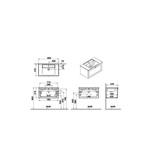 VitrA Root Classic Lavabo Dolabı 80cm Tek Çekmeceli Mat Beyaz 68792