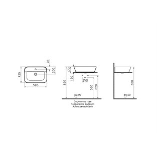 VitrA Geo Çanak Lavabo Dikdörtgen 60x43 cm Mat Siyah 7426B083-0041