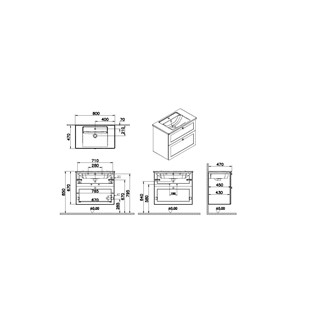 VitrA Root Classic Lavabo Dolabı 80cm Çift Çekmeceli Mat Beyaz 68855