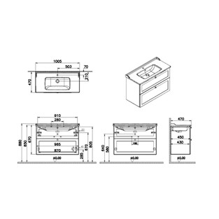 VitrA Root Classic İki Çekmeceli Lavabo Dolabı 100 Cm Mat Gri 68892