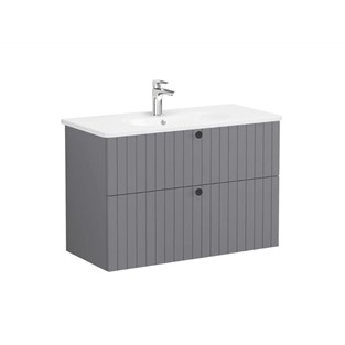 VitrA Root Groove İki Çekmeceli Lavabo Dolabı 100 Cm Mat Gri 69459