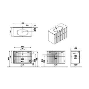 VitrA Root Groove İki Çekmeceli Lavabo Dolabı 100 Cm Mat Gri 69459
