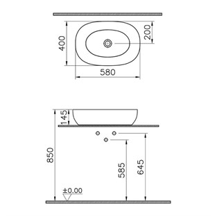 VitrA Outline Çanak Lavabo Mat Bej 60 cm 5995B420-0016